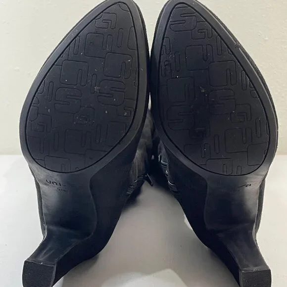 Unisa Black Faux Suede Over-The-Knee Boots With Side Zipper & Drawstring - Picture 7 of 12